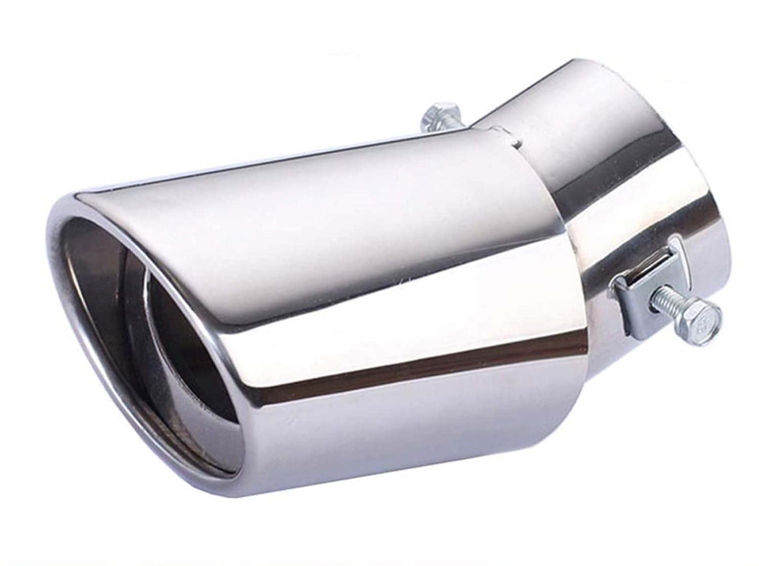 Automaze Car Exhaust Tail Muffler Tip Show Pipe 60mm, Curved Oval, Stainless Steel