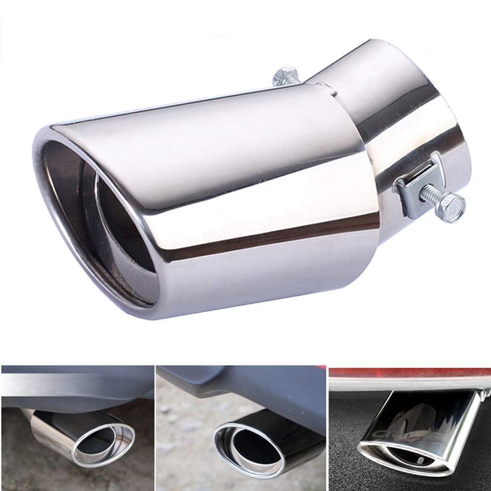 Automaze Car Exhaust Tail Muffler Tip Show Pipe 60mm, Curved Oval, Stainless Steel - Image 3
