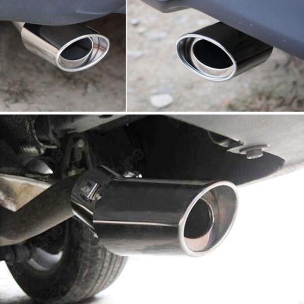 Automaze Car Exhaust Tail Muffler Tip Show Pipe 60mm, Curved Oval, Stainless Steel - Image 5