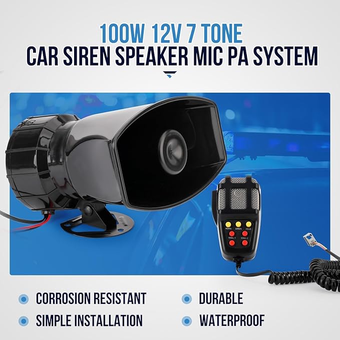 AutoBizarre 7 Tone Siren Horn Hooter with Mic For All Cars, Trucks, Mini Trucks, Vans, Bikes - Loud Siren With 7 Different Great Sounds - Image 6